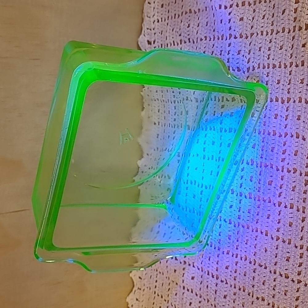 Vintage Hazel Atlas Uranium Green Glass Square Dish